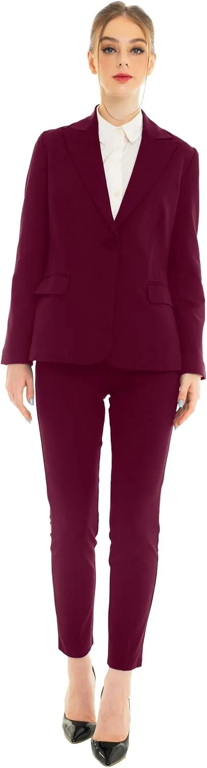 Marycrafts Women's Pant Suits Set – Professional Business Suiting Blazer and Pants 2 Piece Outfit