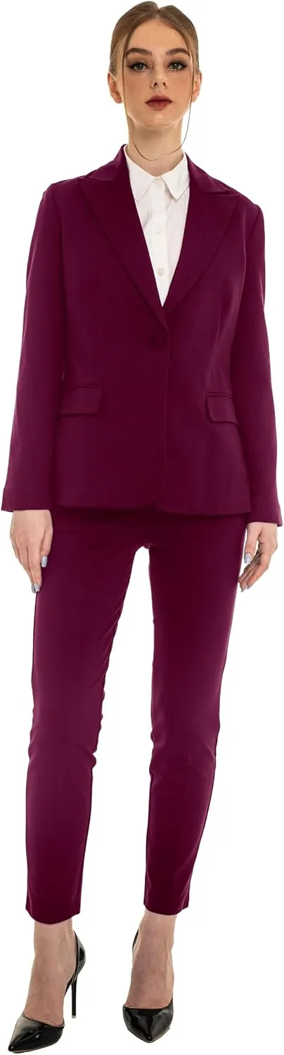 Marycrafts Women's Pant Suits Set – Professional Business Suiting Blazer and Pants 2 Piece Outfit
