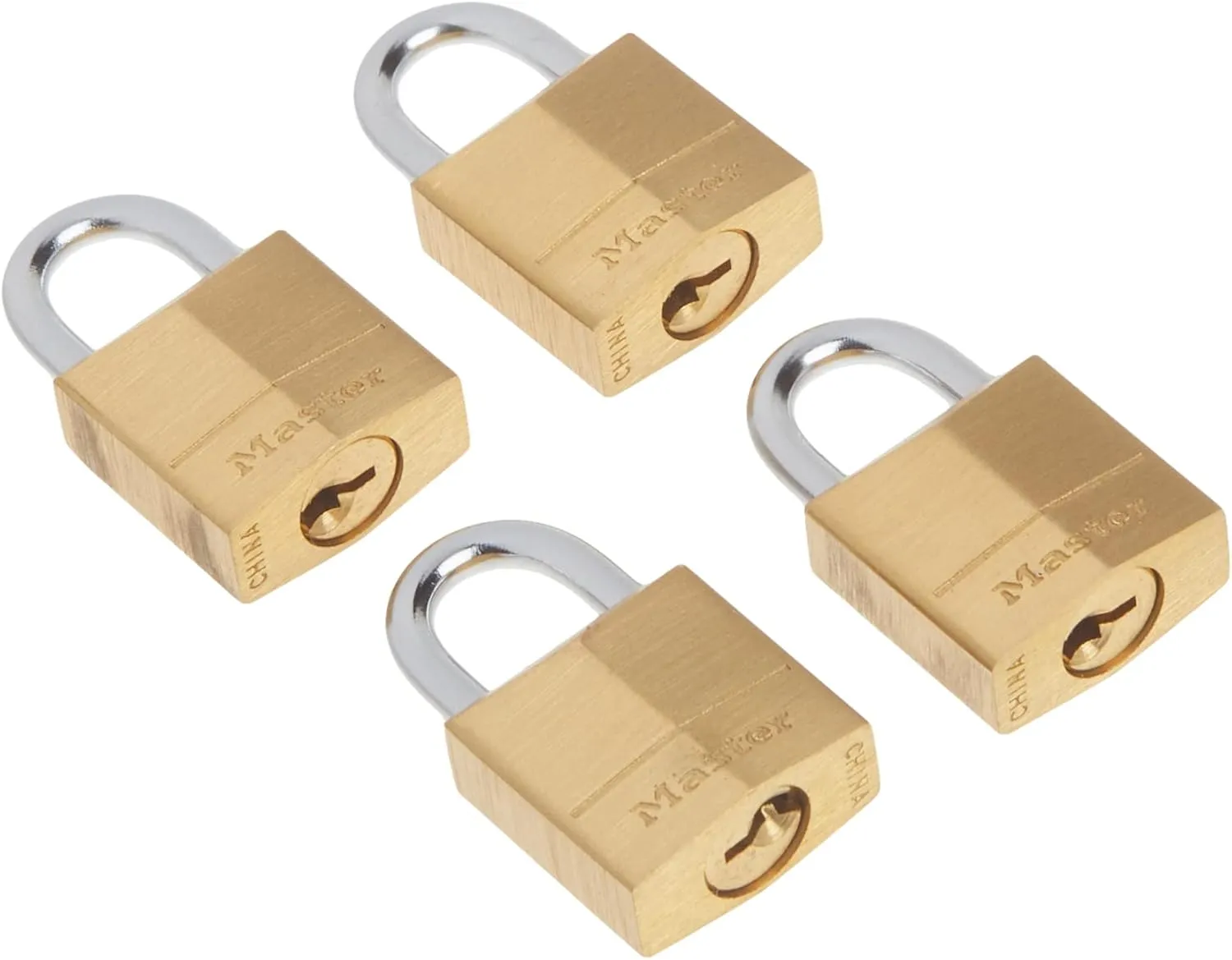 Master Lock Padlock, Solid Brass Lock, 3/4 in. Wide, 120Q (Pack of 4-Keyed Alike)