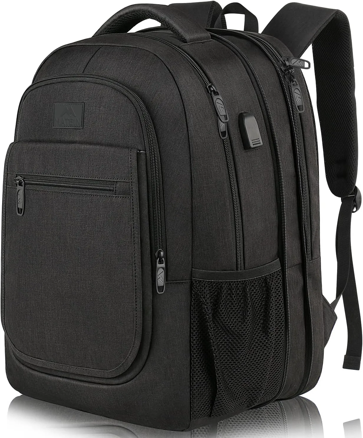 MATEIN Travel Backpack for Men, Expandable Laptop Backpack with USB Charging Port,Anti Theft Business Computer Bag Water Resistant College School Bookbag Gifts for Men Women Fit 15.6 Inch Laptop,Black