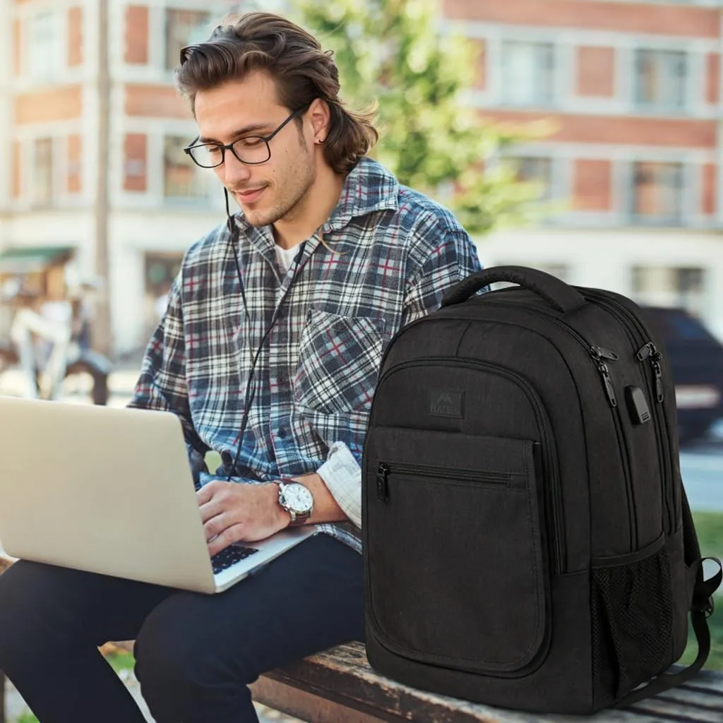 MATEIN Travel Backpack for Men, Expandable Laptop Backpack with USB Charging Port,Anti Theft Business Computer Bag Water Resistant College School Bookbag Gifts for Men Women Fit 15.6 Inch Laptop,Black