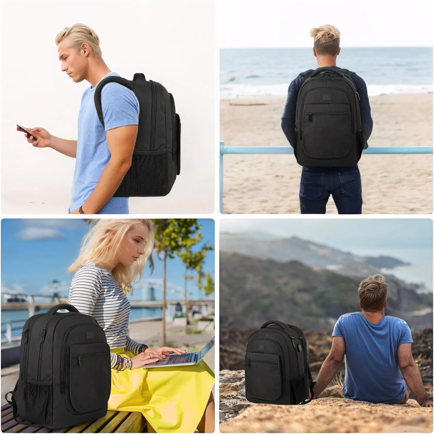 MATEIN Travel Backpack for Men, Expandable Laptop Backpack with USB Charging Port,Anti Theft Business Computer Bag Water Resistant College School Bookbag Gifts for Men Women Fit 15.6 Inch Laptop,Black