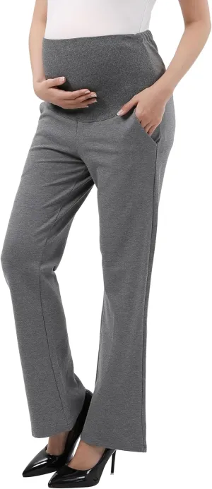 Maternity Trouser Style Pants Comfortable Stretch Over-Bump Women Pregnancy Casual Capris for Work