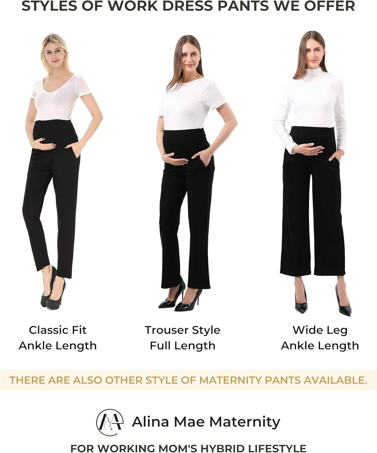 Maternity Trouser Style Pants Comfortable Stretch Over-Bump Women Pregnancy Casual Capris for Work