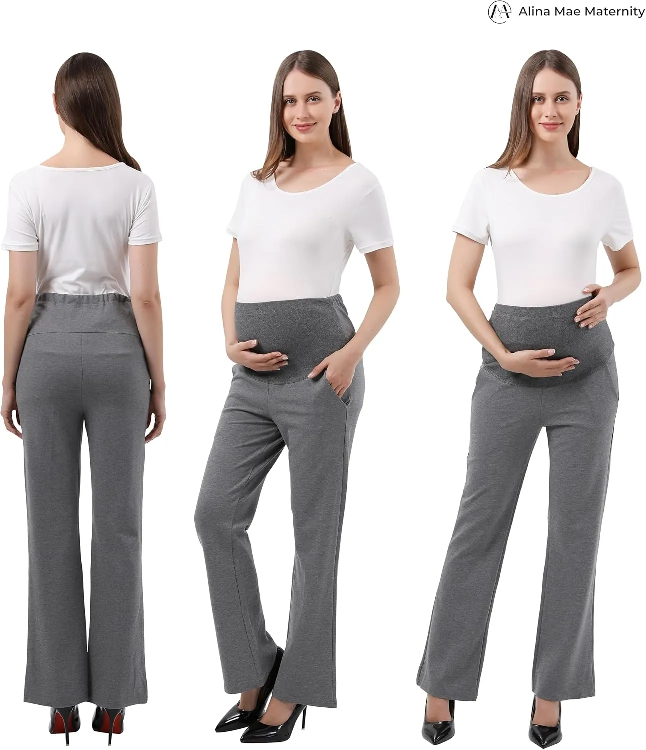 Maternity Trouser Style Pants Comfortable Stretch Over-Bump Women Pregnancy Casual Capris for Work