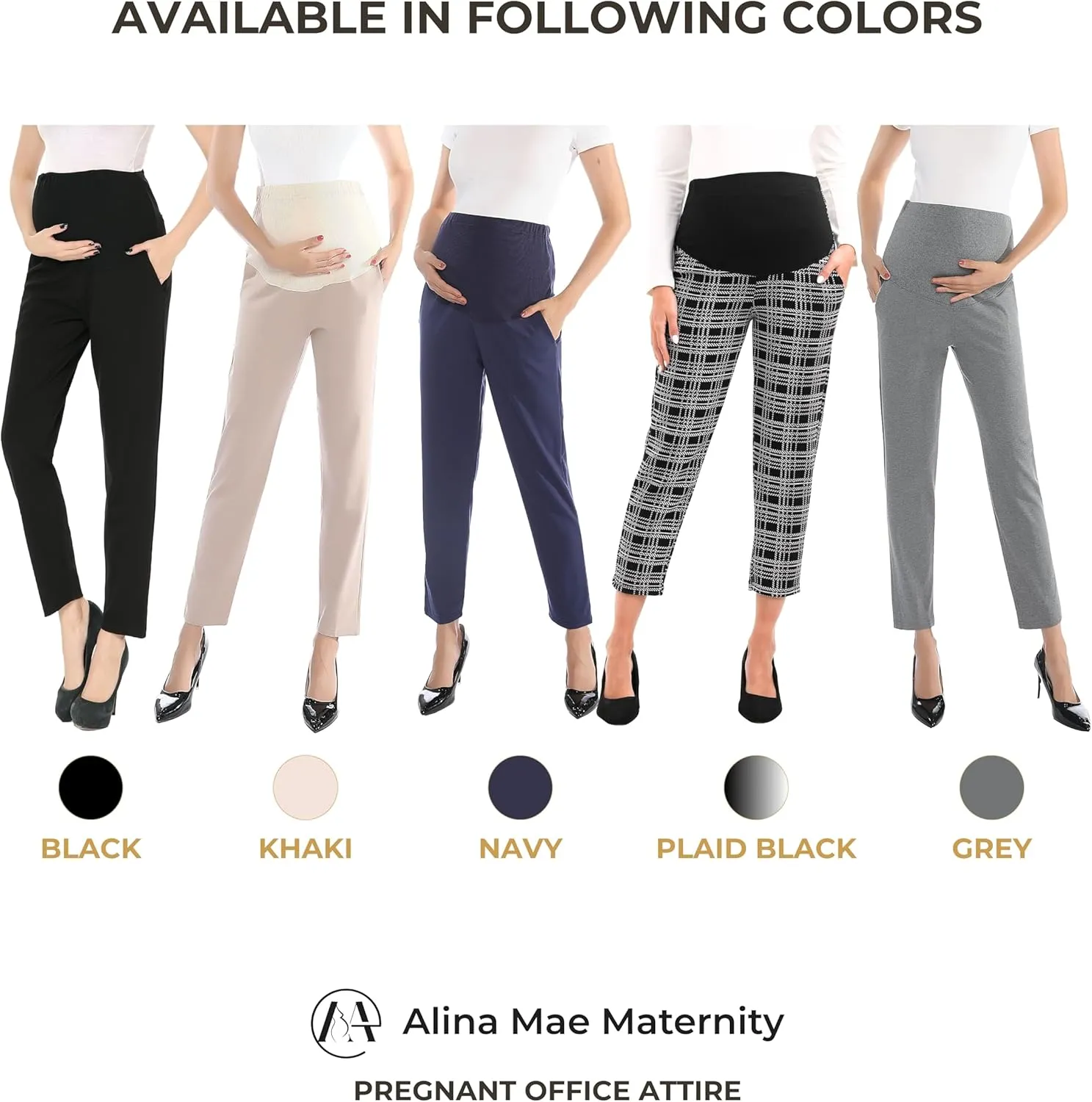 Maternity Trouser Style Pants Comfortable Stretch Over-Bump Women Pregnancy Casual Capris for Work