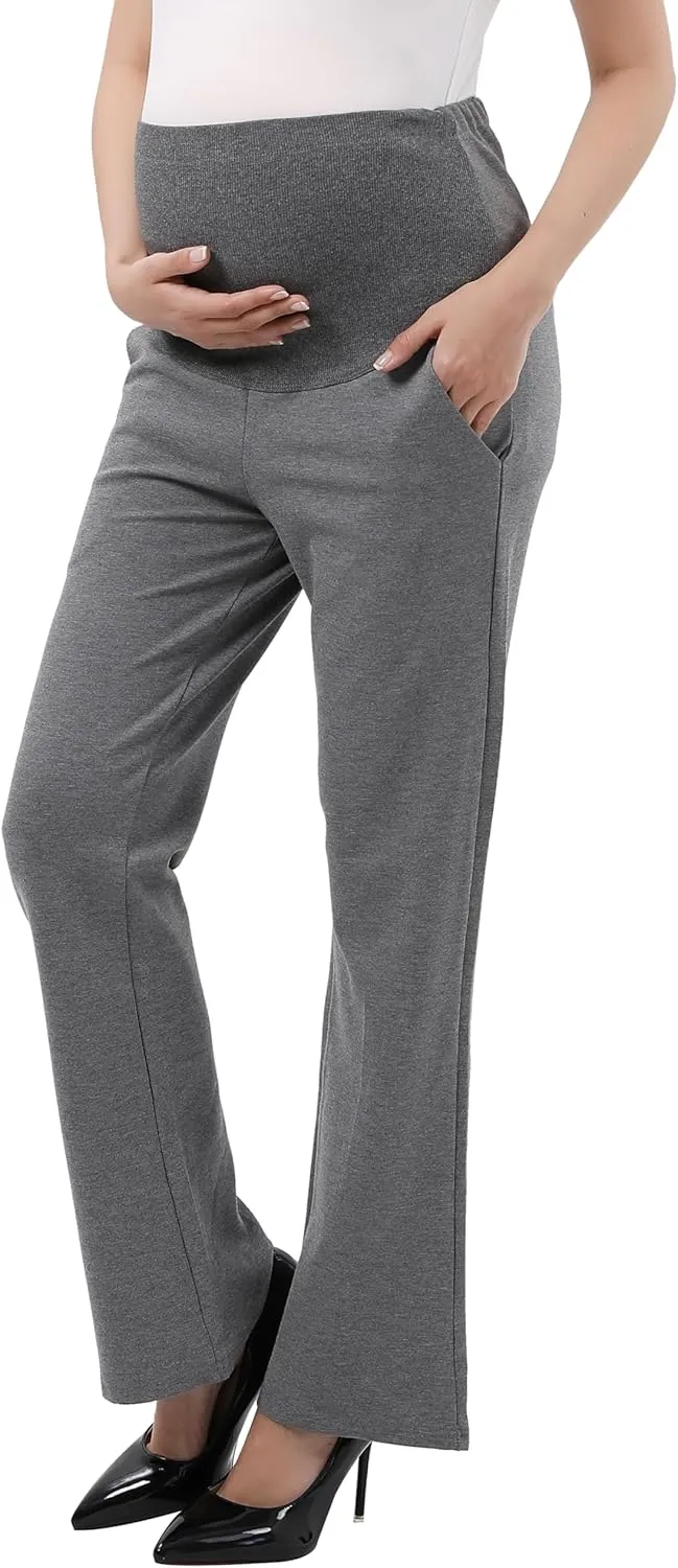 Maternity Trouser Style Pants Comfortable Stretch Over-Bump Women Pregnancy Casual Capris for Work