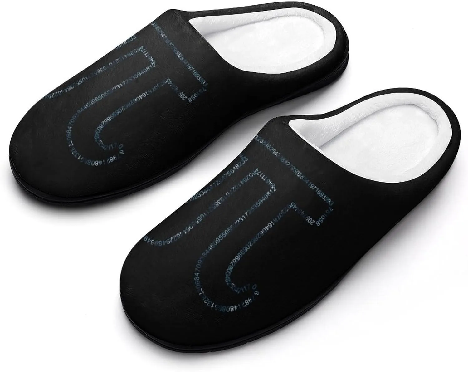 Math Pi Camouflage Blue Womens Cotton Slippers Anti-slip Rubber Sole Winter Warm House Shoes For Daily Wear