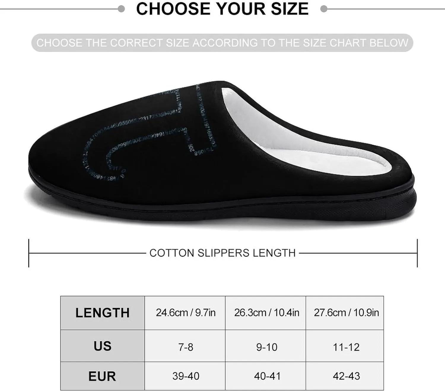 Math Pi Camouflage Blue Womens Cotton Slippers Anti-slip Rubber Sole Winter Warm House Shoes For Daily Wear