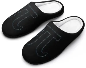 Math Pi Camouflage Blue Womens Cotton Slippers Anti-slip Rubber Sole Winter Warm House Shoes For Daily Wear