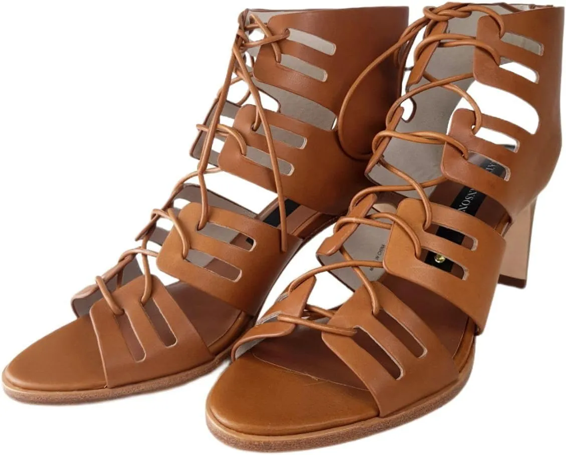 Matt Bernson Women's Cognac Leather Miro Heel Pump, Brown, 5