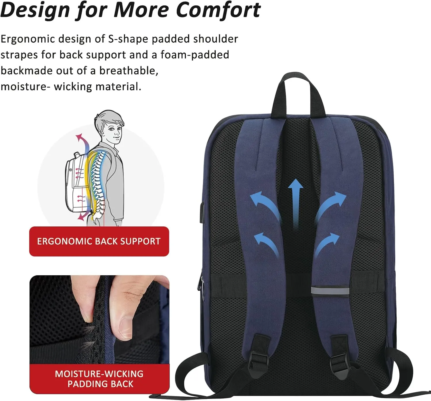 MAXTOP Travel Laptop Backpack with USB Charging Port Anti-Theft[Water Resistant] College Bookbag Fits 18.4 Inch Laptop