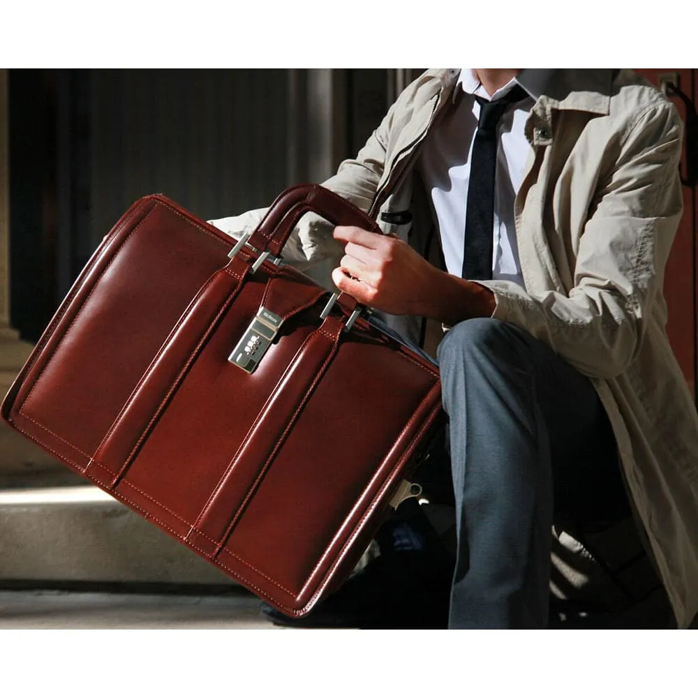 McKlein USA Morgan 17" Leather Litigator Laptop Briefcase