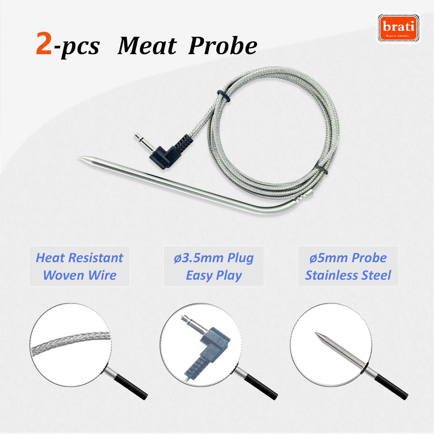 Meat Probe for Camp Chef Wood Pellet Grills Replacement Part PG24-86,Also for Camp Chef Woodwind Pellet Grills,2 Pack