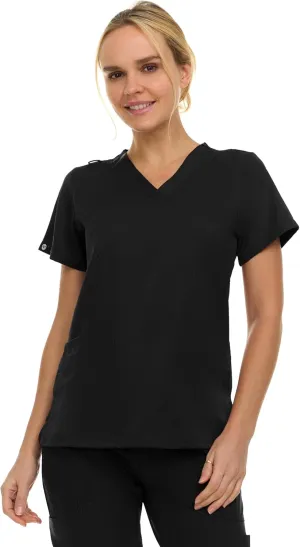 MediChic Women Scrubs V-Neck Three Pocket Scrub Top with 4-Way Stretch, Available in Over 20 Colors