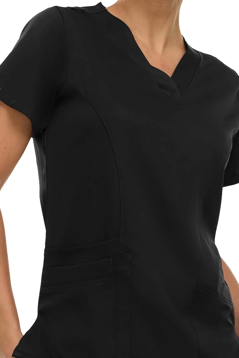 MediChic Women Scrubs V-Neck Three Pocket Scrub Top with 4-Way Stretch, Available in Over 20 Colors