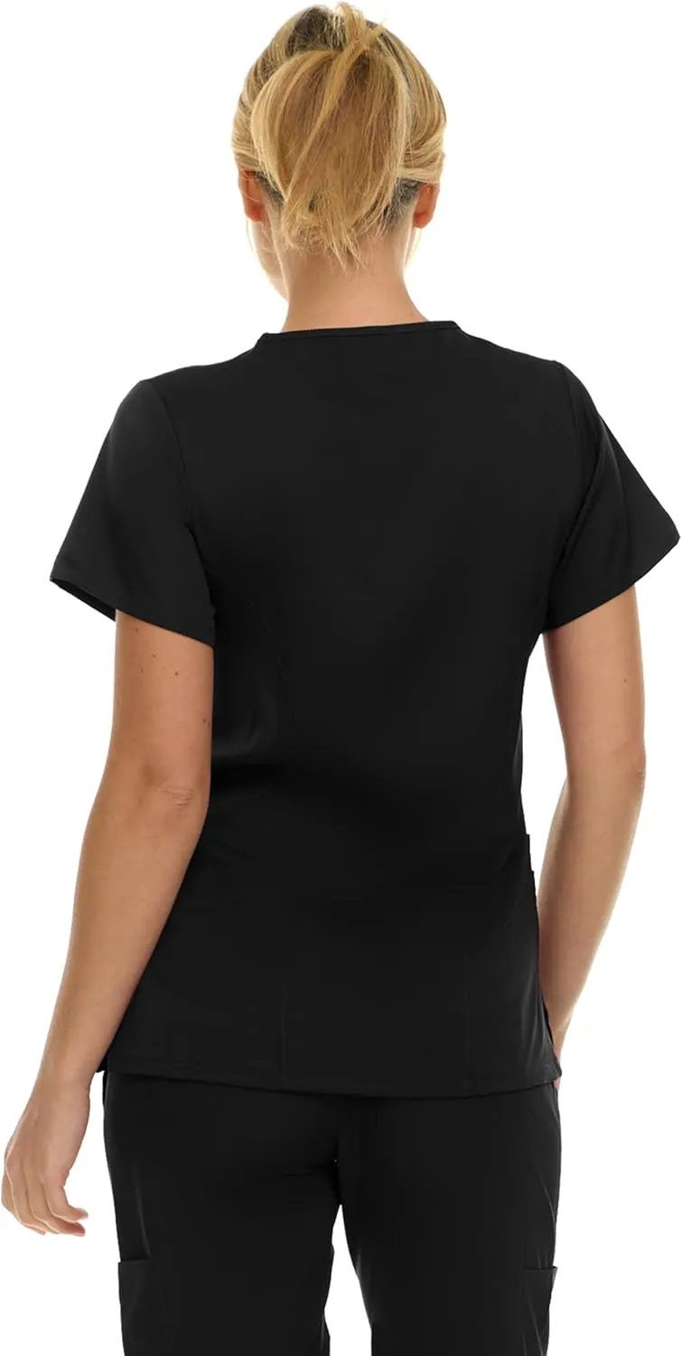 MediChic Women Scrubs V-Neck Three Pocket Scrub Top with 4-Way Stretch, Available in Over 20 Colors