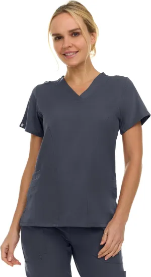 MediChic Women Scrubs V-Neck Three Pocket Scrub Top with 4-Way Stretch, Available in Over 20 Colors
