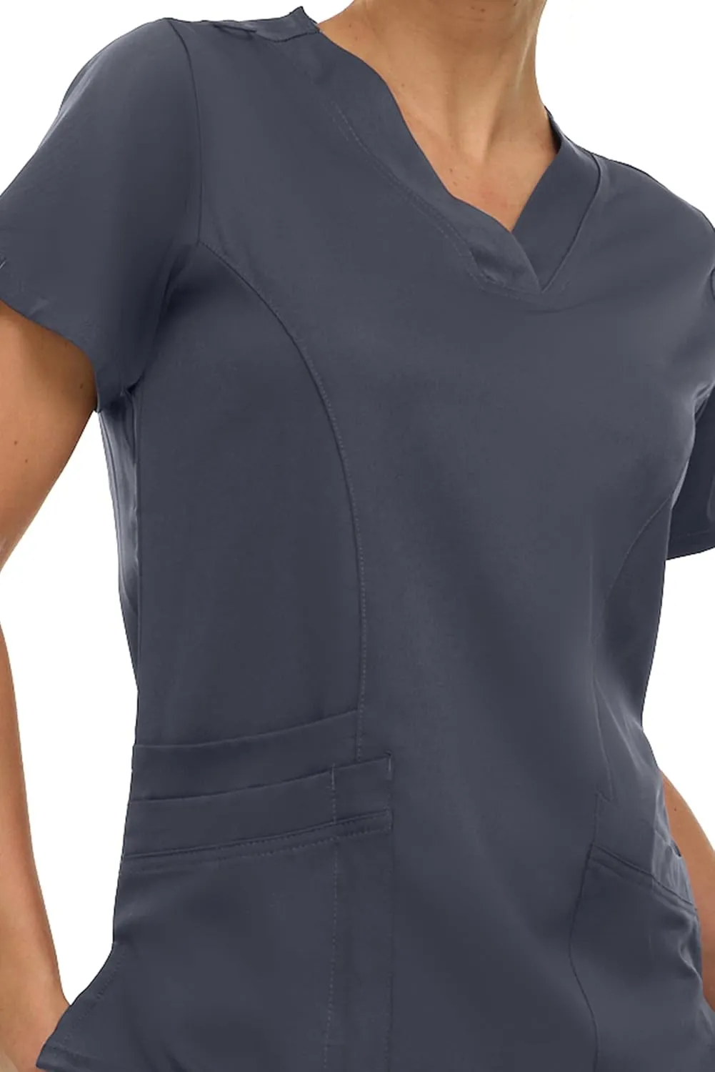 MediChic Women Scrubs V-Neck Three Pocket Scrub Top with 4-Way Stretch, Available in Over 20 Colors