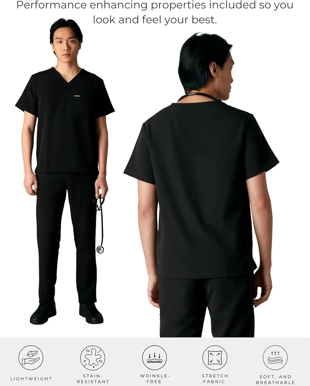 Members Only Brighton V-Neck Mens Scrubs Top with Pockets | Medical Scrubs for Men | Hospital Uniform | Stretch Fabric