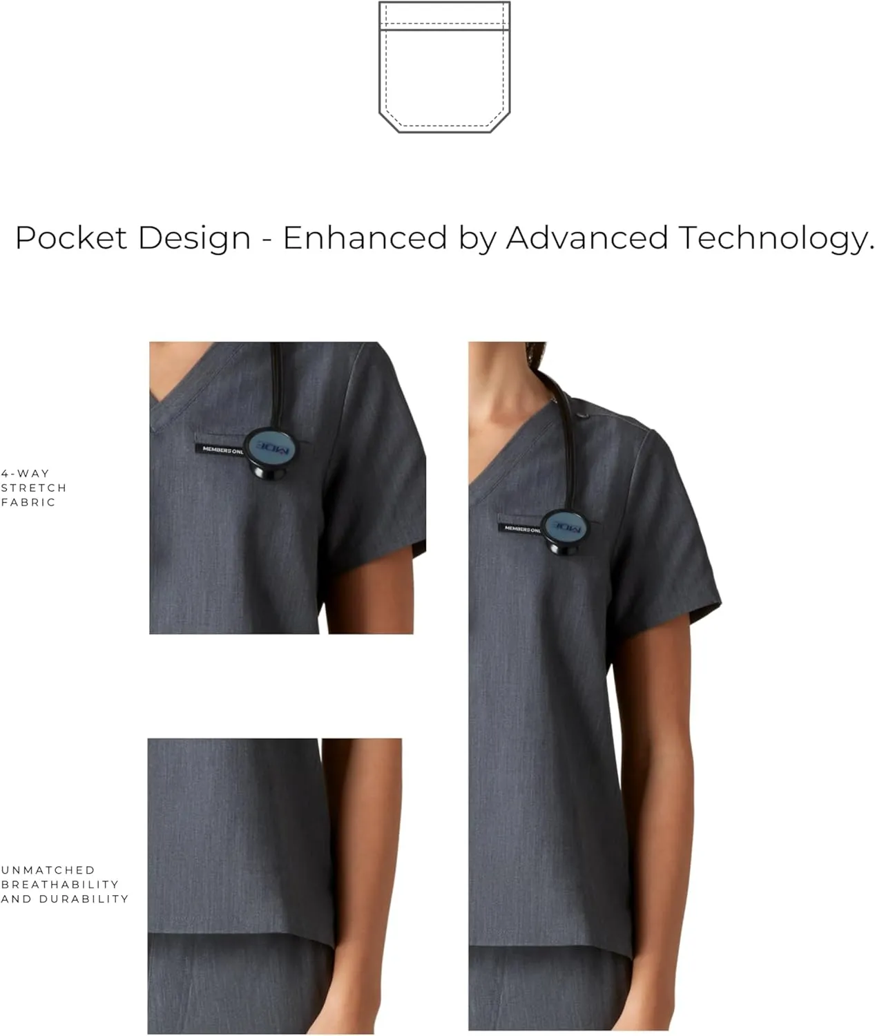 Members Only Women's Bari Scrub Top with 1 Pocket |Hospital Uniform|