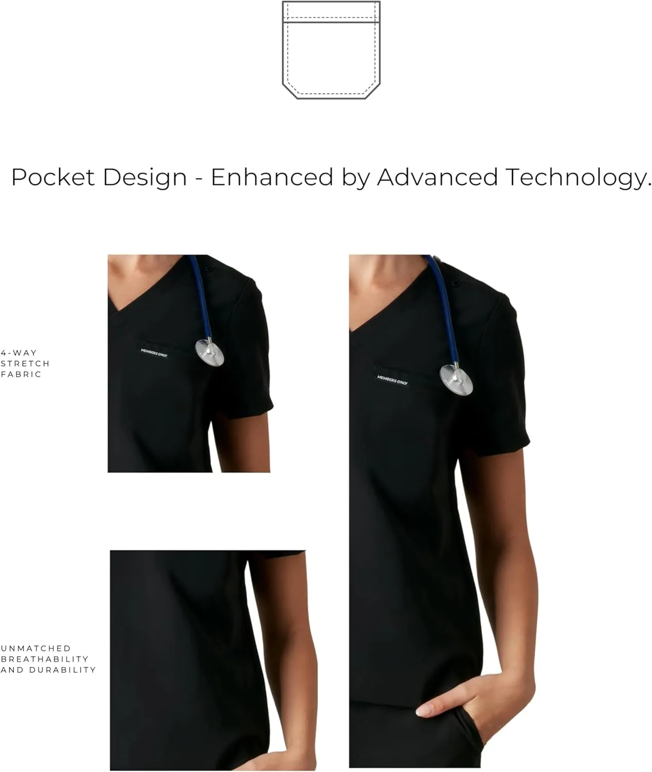 Members Only Women's Bari Scrub Top with 1 Pocket |Hospital Uniform|