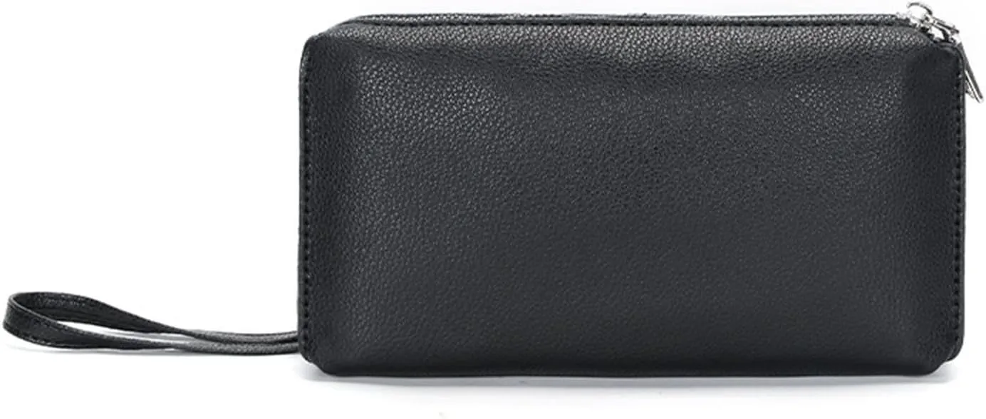 Men Clutch Bag Men's Leather Handbag Casual Business Clutch Bag Man Purse Handbag(Black)