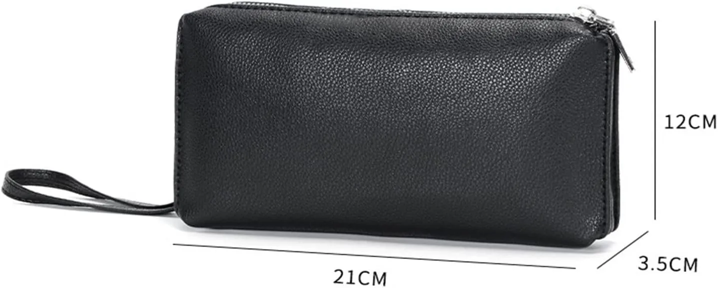 Men Clutch Bag Men's Leather Handbag Casual Business Clutch Bag Man Purse Handbag(Black)
