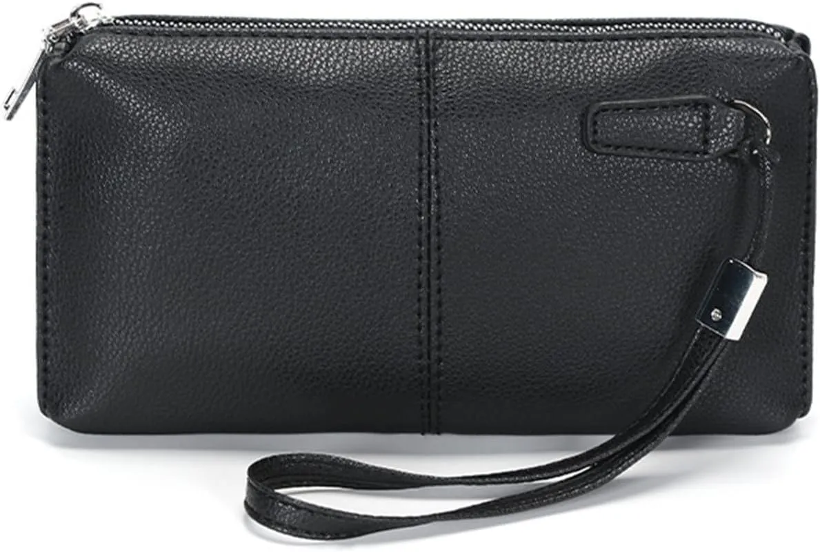 Men Clutch Bag Men's Leather Handbag Casual Business Clutch Bag Man Purse Handbag(Black)