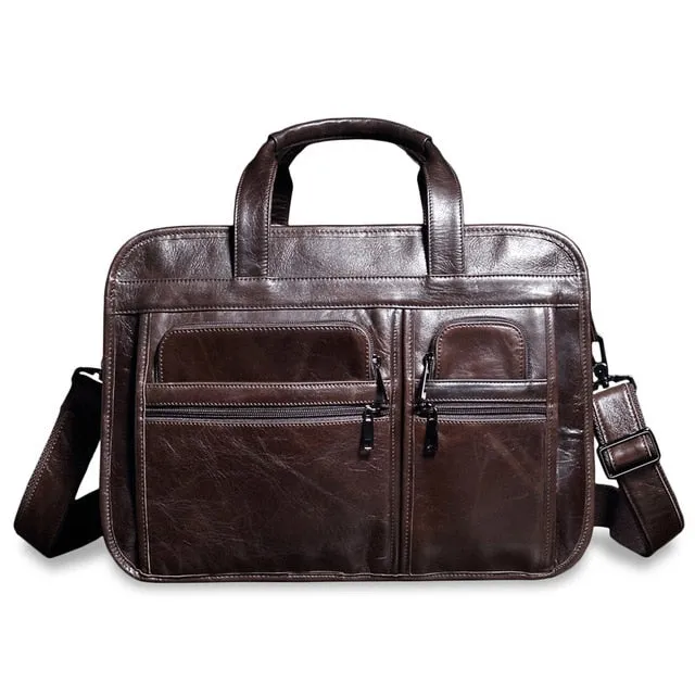 Men Leather Business Briefcase