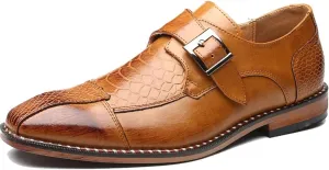 Men Single Monk Strap Oxford Classic Modern Slip On Comfort Fashion Business Wedding Leather Dress Shoes