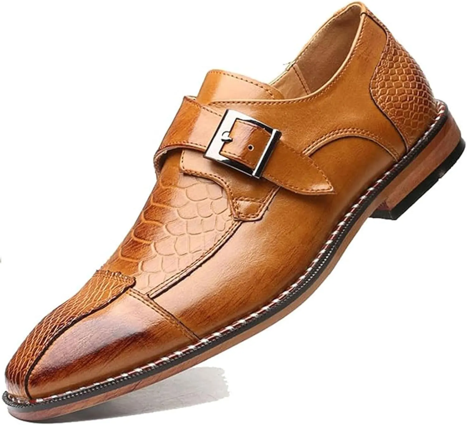 Men Single Monk Strap Oxford Classic Modern Slip On Comfort Fashion Business Wedding Leather Dress Shoes