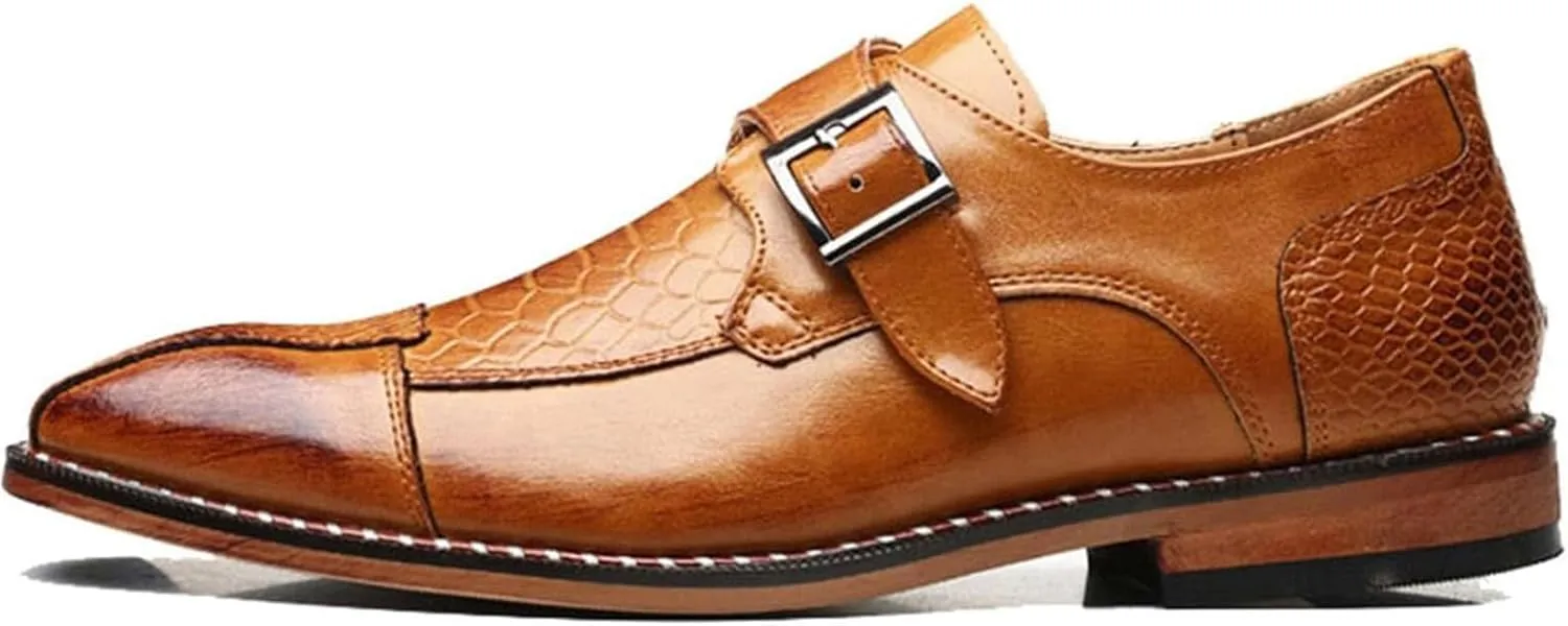 Men Single Monk Strap Oxford Classic Modern Slip On Comfort Fashion Business Wedding Leather Dress Shoes