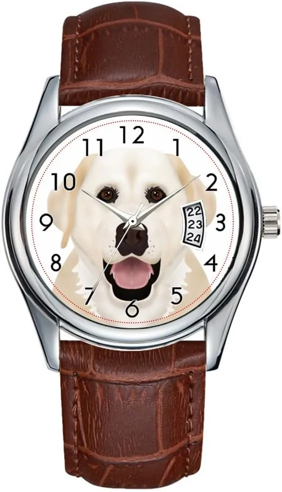 Men Watch Casual Waterproof Quartz Watches Clock Date Classic Business Brown Leather Christmas Wristwatch Yellow Labrador Retriever Cartoon wristwatches