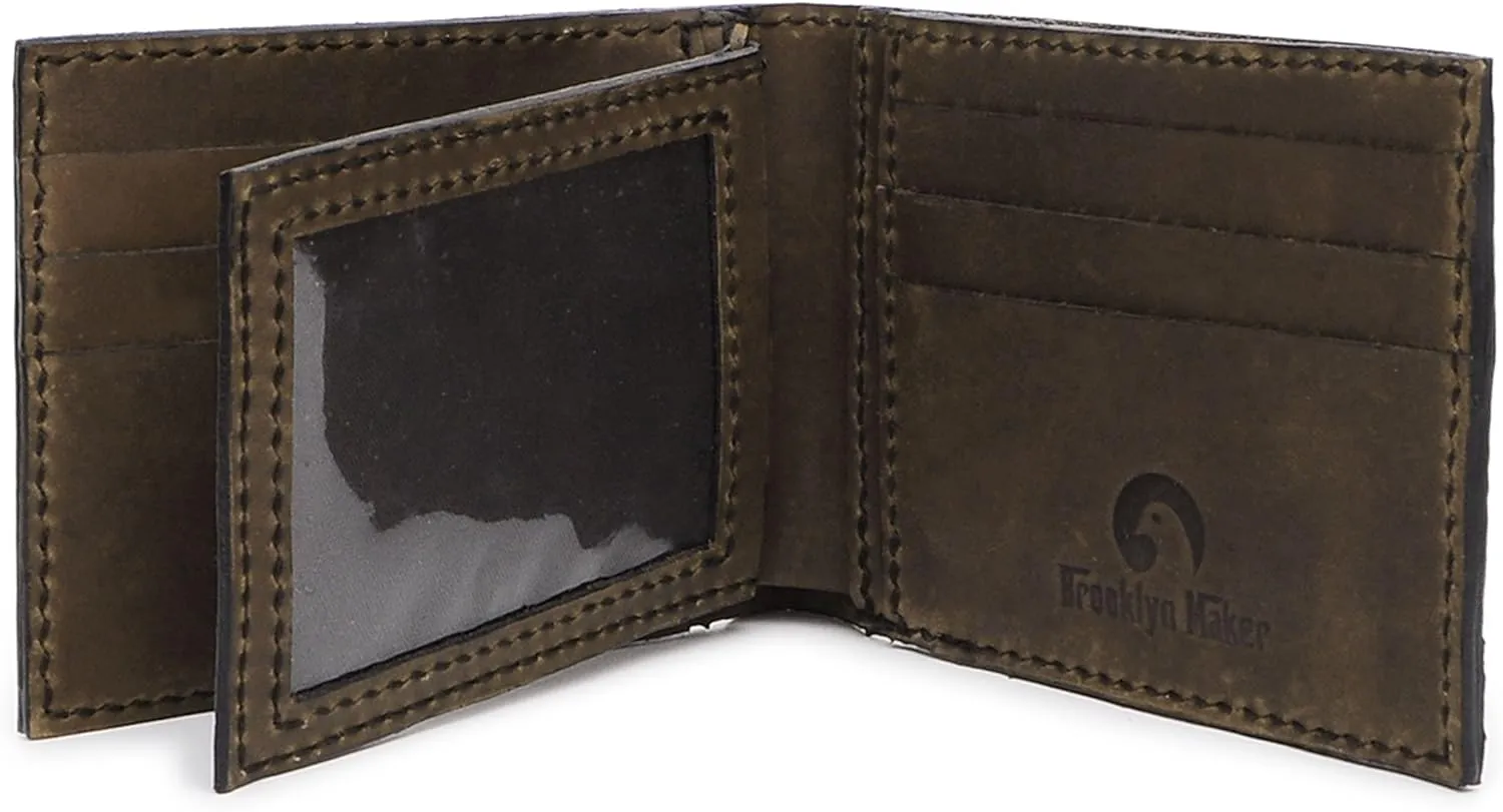 Men's Bmx And Mtb Riders Handmade Natural Genuine Leather Trifold Wallet MHLT_05
