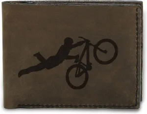 Men's Bmx And Mtb Riders Handmade Natural Genuine Leather Trifold Wallet MHLT_05