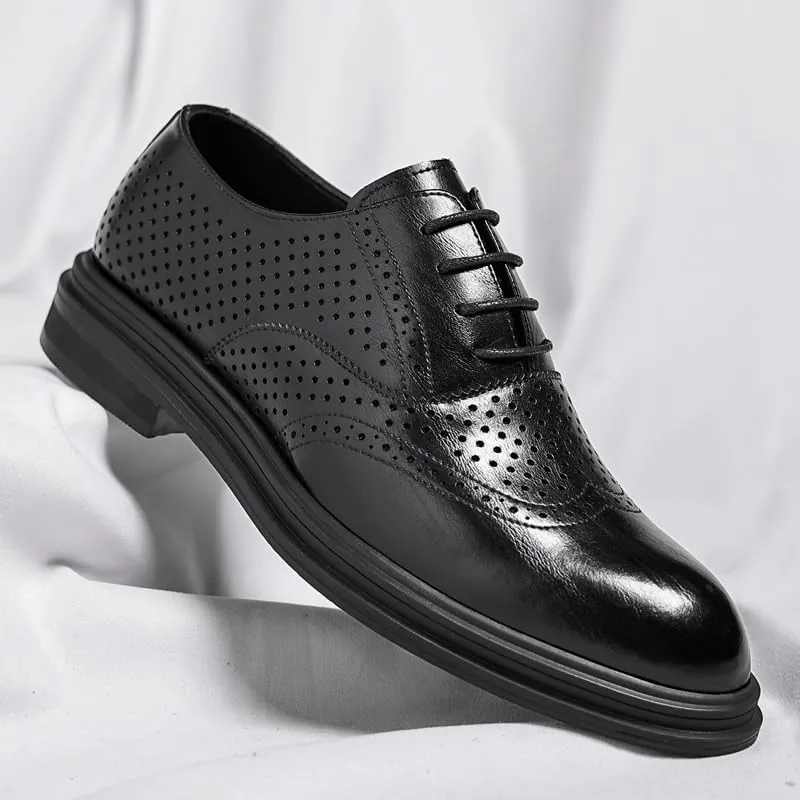Men's Breathable Tuxedo Dress Shoes Comfortable Business Oxford Shoes Fashion Classic Pointed Toe Lace Up Low Derby Shoes