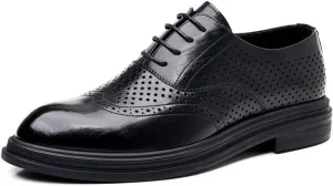 Men's Breathable Tuxedo Dress Shoes Comfortable Business Oxford Shoes Fashion Classic Pointed Toe Lace Up Low Derby Shoes