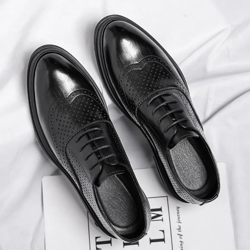 Men's Breathable Tuxedo Dress Shoes Comfortable Business Oxford Shoes Fashion Classic Pointed Toe Lace Up Low Derby Shoes