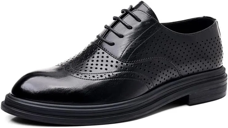 Men's Breathable Tuxedo Dress Shoes Comfortable Business Oxford Shoes Fashion Classic Pointed Toe Lace Up Low Derby Shoes