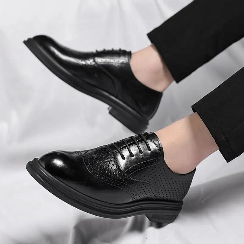 Men's Breathable Tuxedo Dress Shoes Comfortable Business Oxford Shoes Fashion Classic Pointed Toe Lace Up Low Derby Shoes