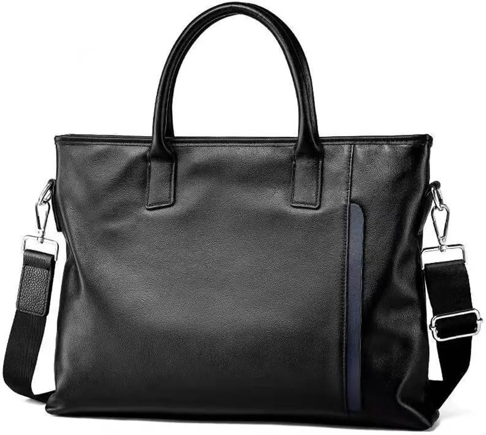Men's Briefcase Men's Leather Briefcase Business Shoulder Bag Handbag for Work Office Travel