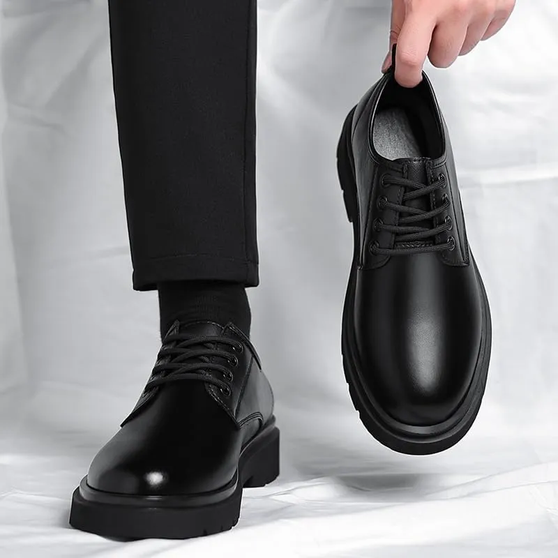 Men's Brogue Oxfords Shoes Mens Genuine Leather Platform Dress Shoes Classic Lace-up Tuxedo Derby Shoes(6.5)
