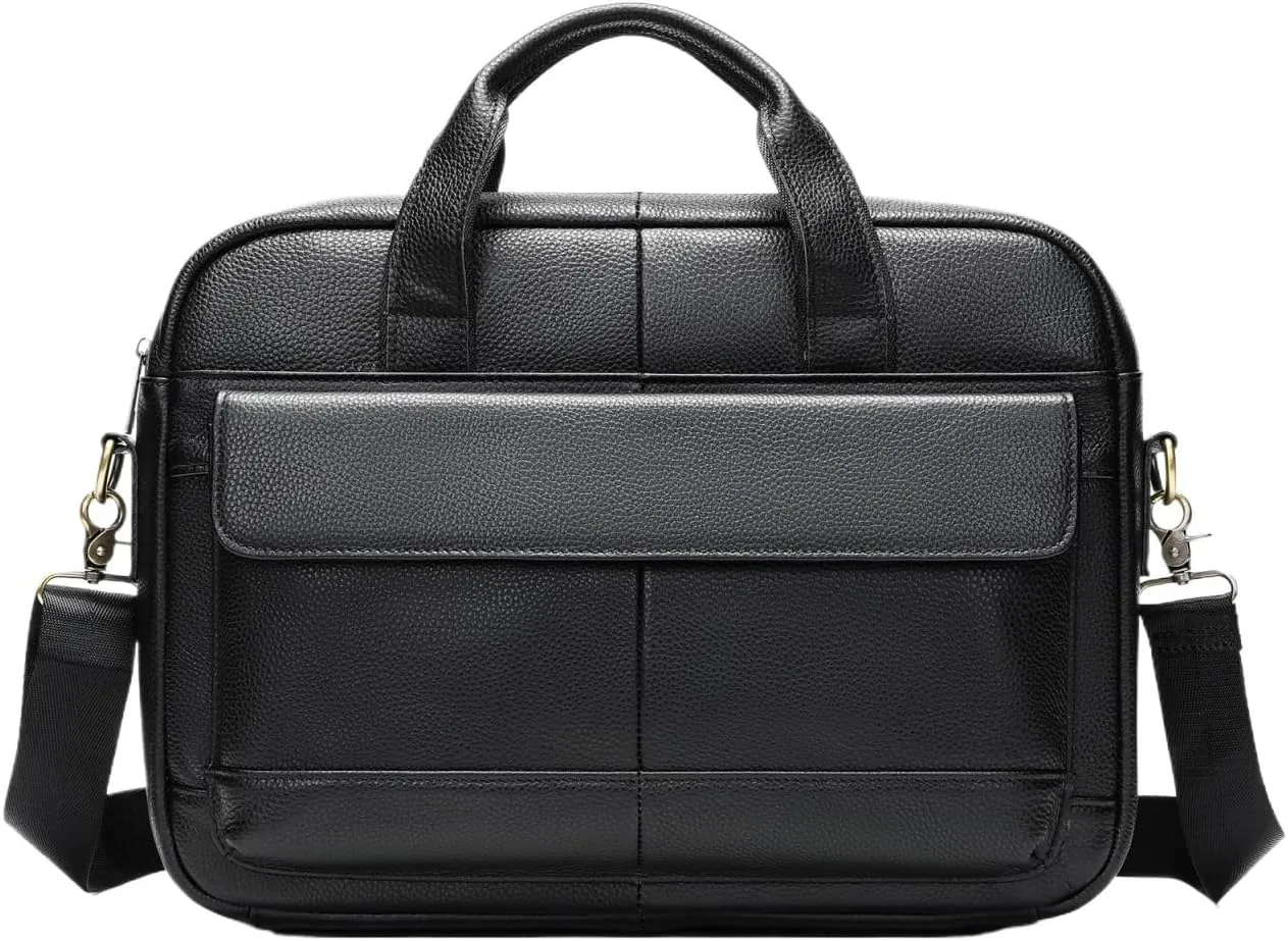 Men's Business Briefcase Leather Crossbody Commuting Laptop Bag Office Workplace