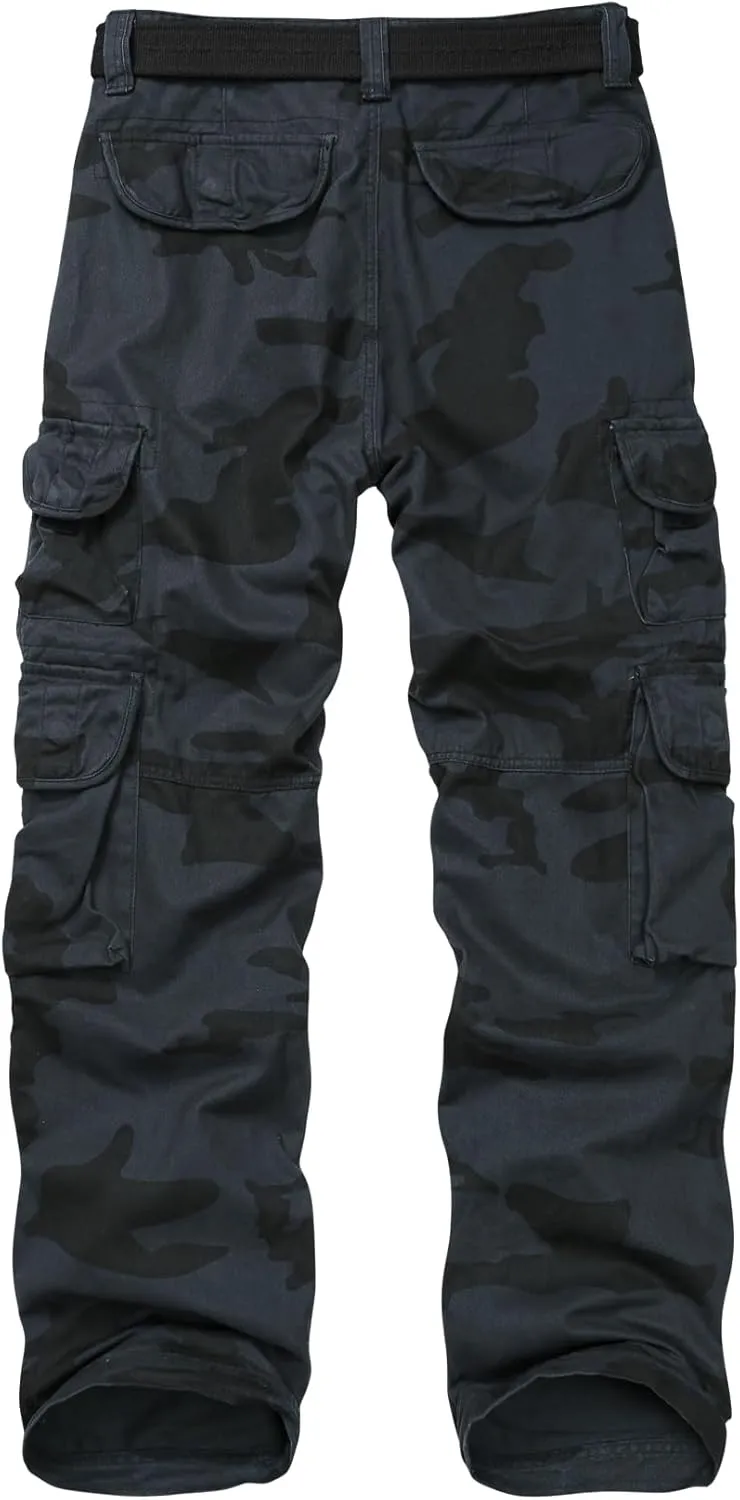 Men's Cargo Pants Cotton Ripstop Hiking Work Pants Comfort Casual Outdoor Pants with Multi Pockets