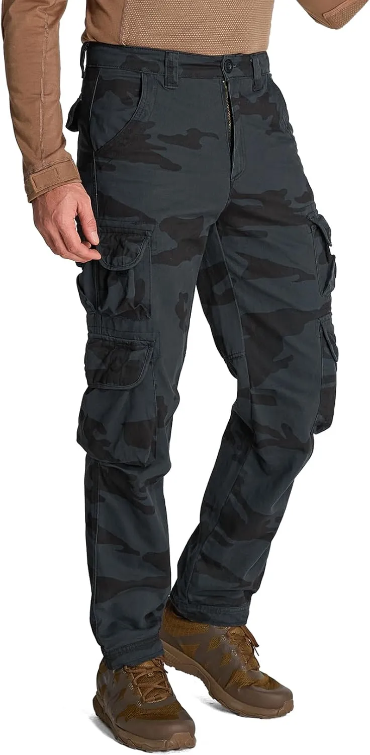 Men's Cargo Pants Cotton Ripstop Hiking Work Pants Comfort Casual Outdoor Pants with Multi Pockets