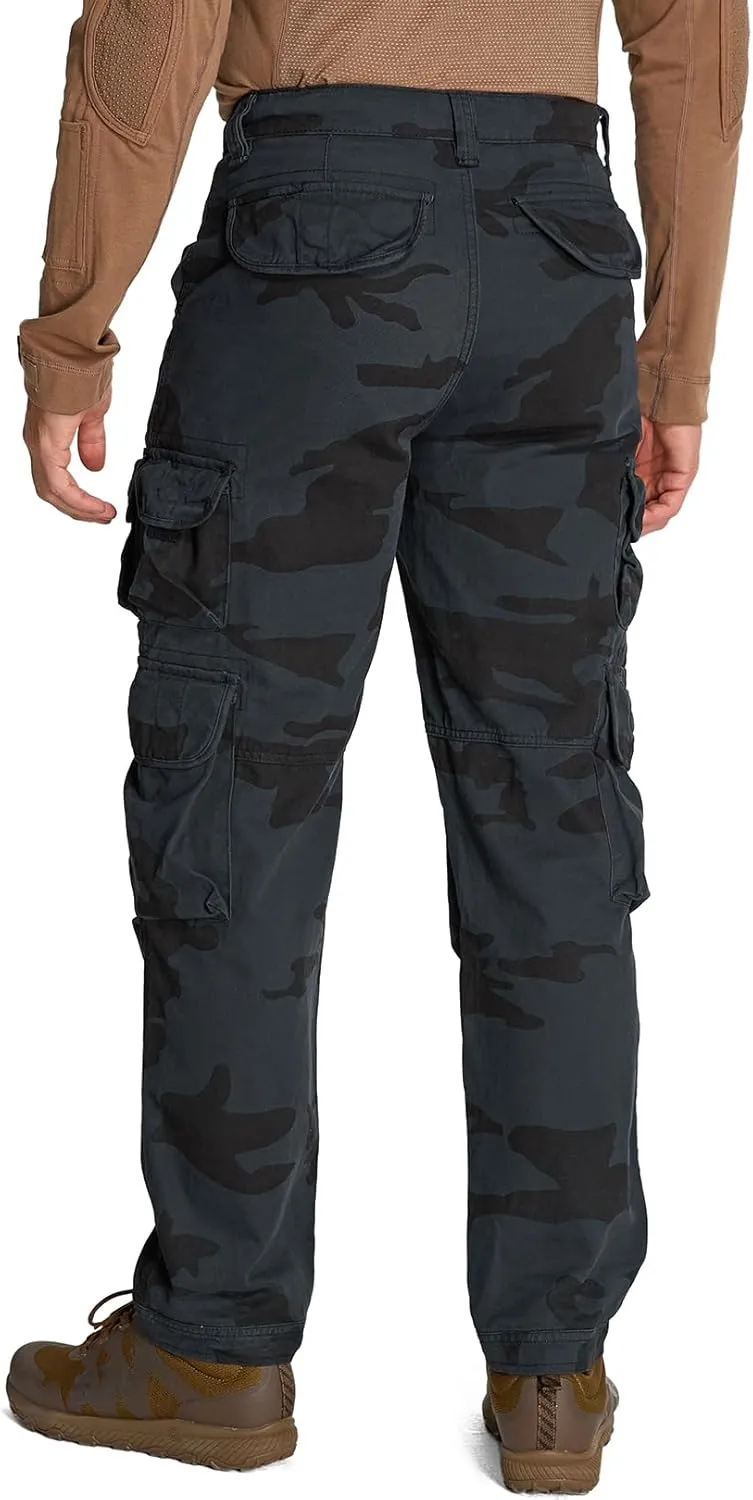 Men's Cargo Pants Cotton Ripstop Hiking Work Pants Comfort Casual Outdoor Pants with Multi Pockets