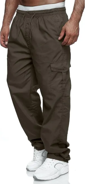 Men's Cargo Pants Relaxed Fit Sport Pants Jogger Sweatpants Drawstring Outdoor Trousers with Pockets