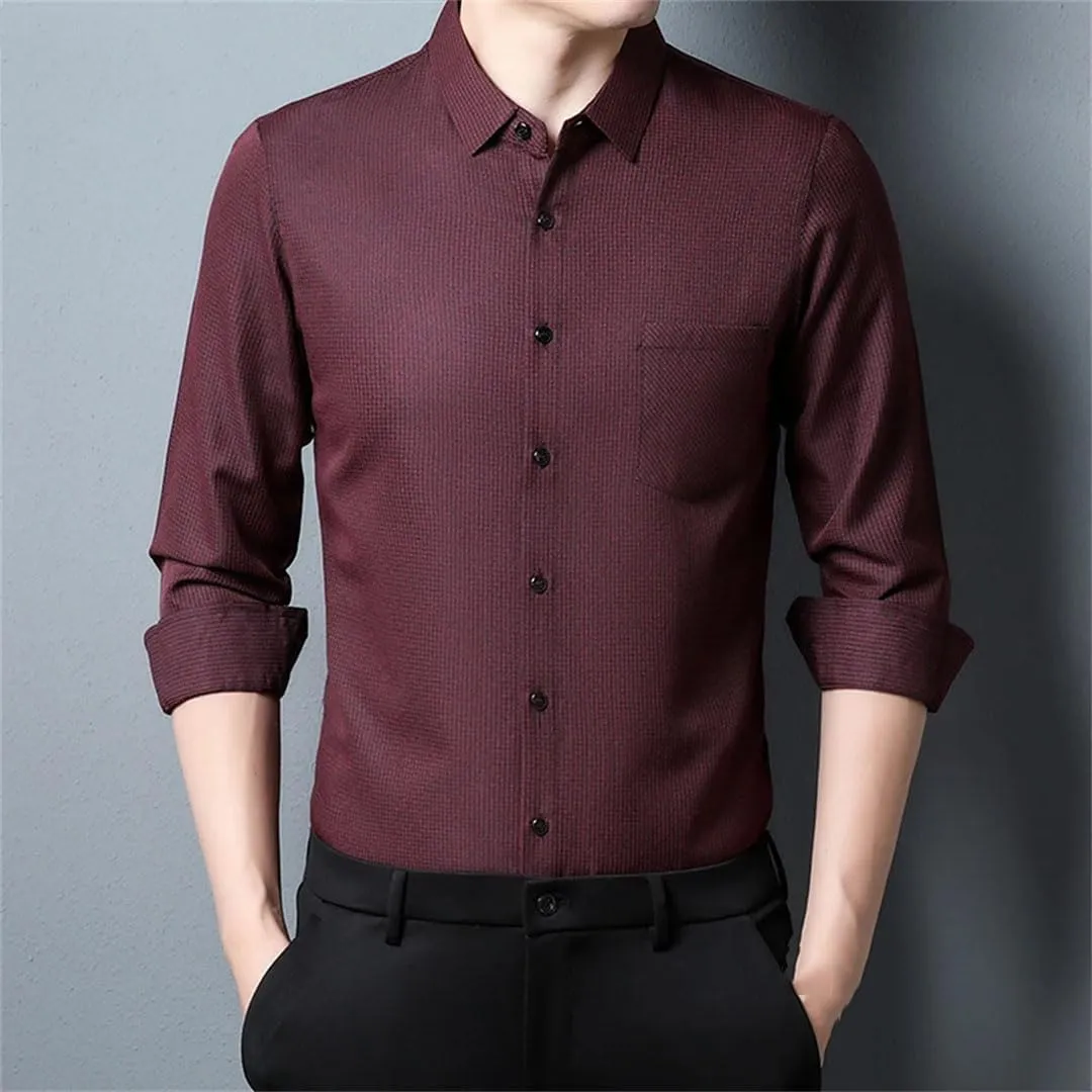 Men's Casual Plaid Long Sleeved Lapel Shirt for Spring and Autumn Fashion Comfortable Wrinkle Free Top