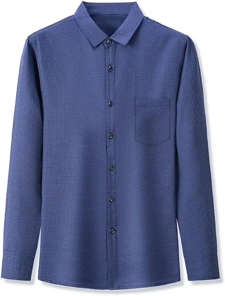 Men's Casual Plaid Long Sleeved Lapel Shirt for Spring and Autumn Fashion Comfortable Wrinkle Free Top